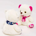 Cute white teddy bear plush toys with colorful scarves, perfect for cuddling and gifting.