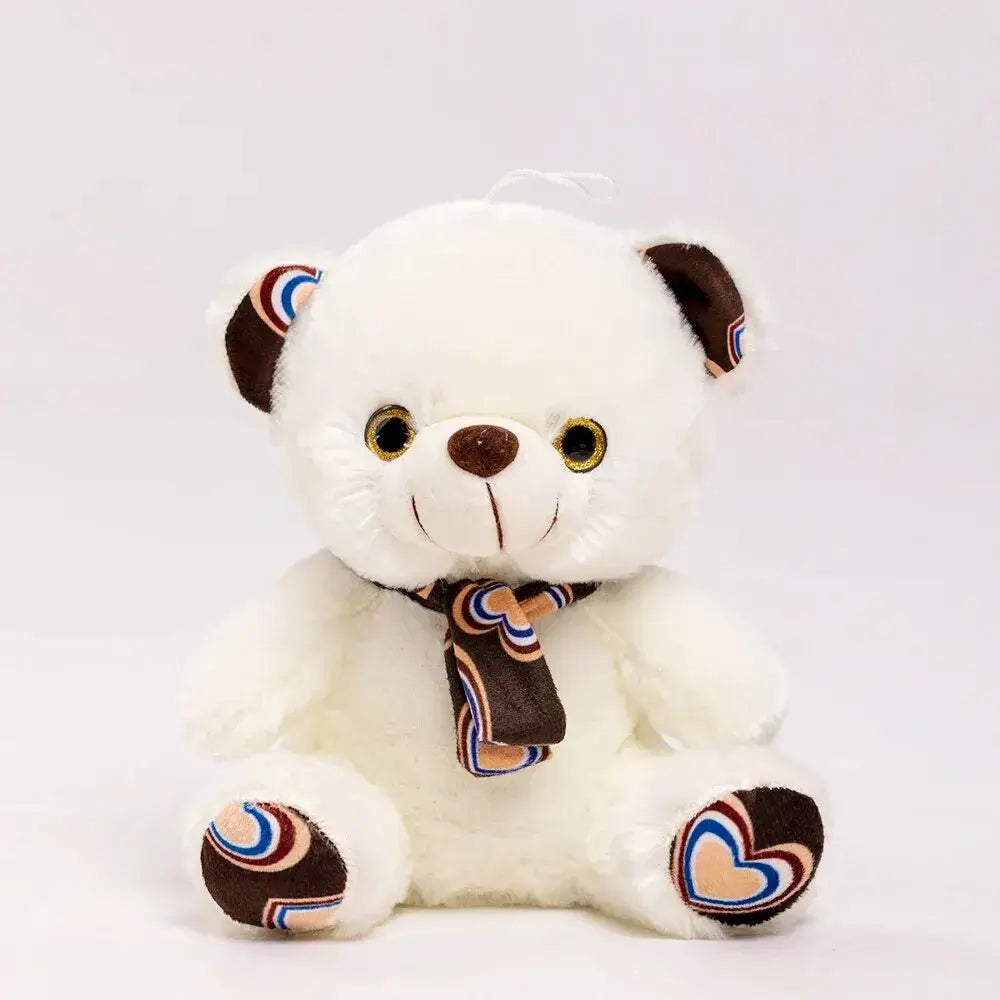 Cute teddy bear plush toy with stylish scarf, ultra-soft and perfect for cuddling, great gift for all ages.